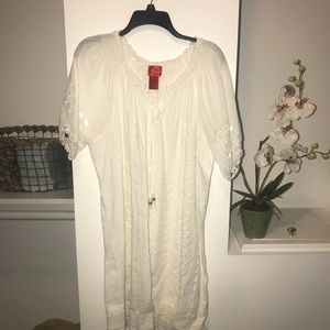 V Christina White Dress with Lace Detail